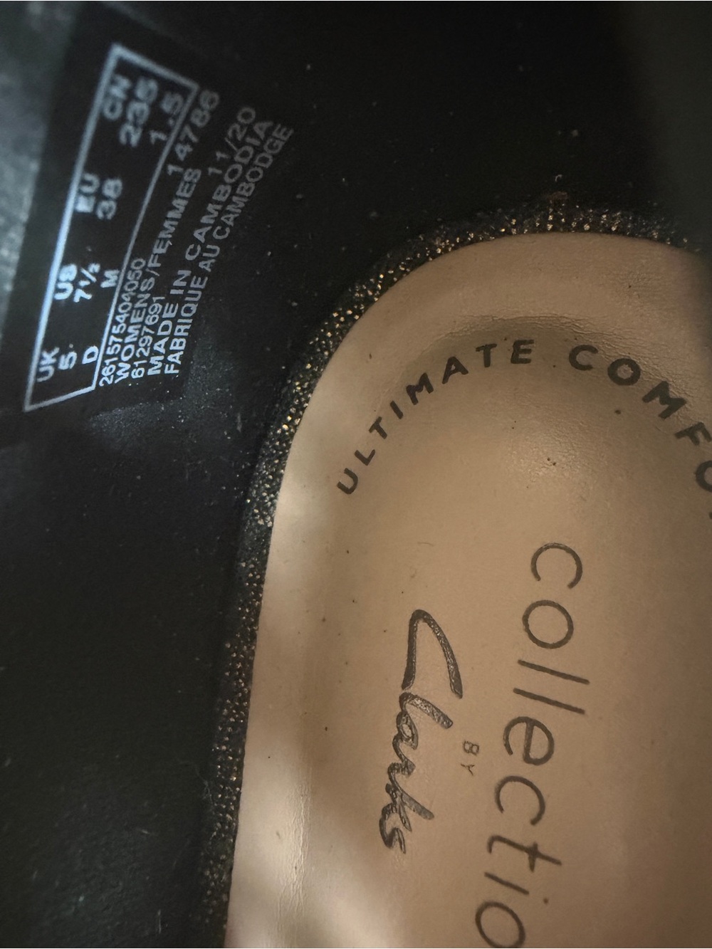Clarks Mallory Luna wedge shoes in a black metallic size 7.5 - Picture 8 of 8